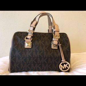 MK Grayson Medium Signature Brown Satchel